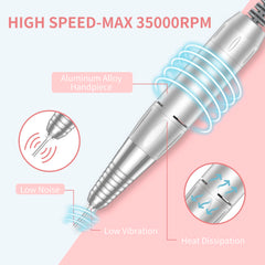 MOCOWIND nail drill LCD display shows speed and direction clearly.