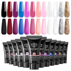 Modelones 12 colors poly gel kit box showing vibrant shades for DIY mani