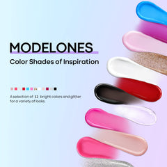 Modelones color swatches from the poly gel kit for easy color matching and nail art