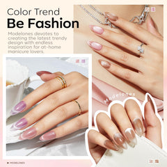 Modelones nude-brown cat-eye-polish delivers elegant neutral nails with magnetized shimmer.
