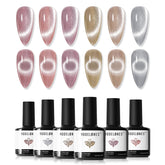Modelones cat eye gel polish set with six colors shows magnet-ready finish