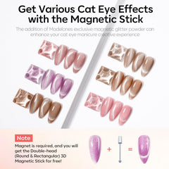 Modelones cat-eye pink-nail-polish with subtle glitter for soft shimmer and shine.