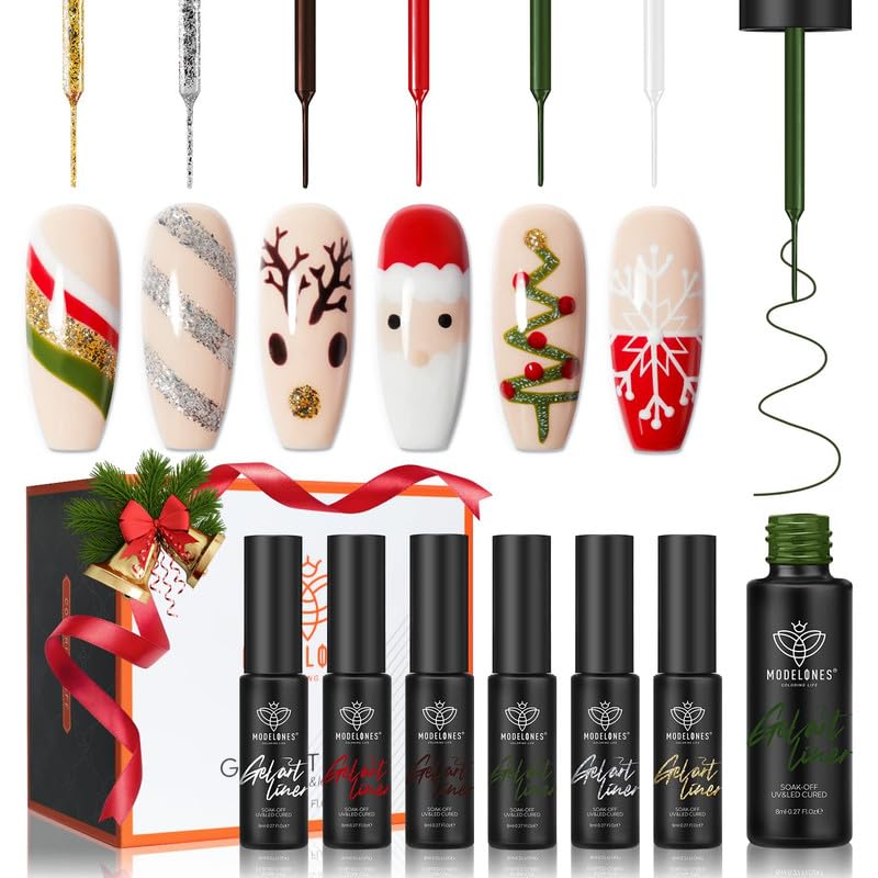 Modelones Christmas gel polish white bottle for snowy holiday nails.