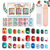 Modelones Christmas press-on nails for kids box display with festive designs
