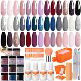 Modelones dip powder kit color swatches show 20 shades for versatile looks