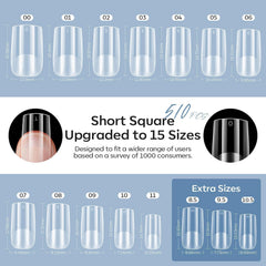 Modelones nail tips 15 sizes square for precise at home extensions