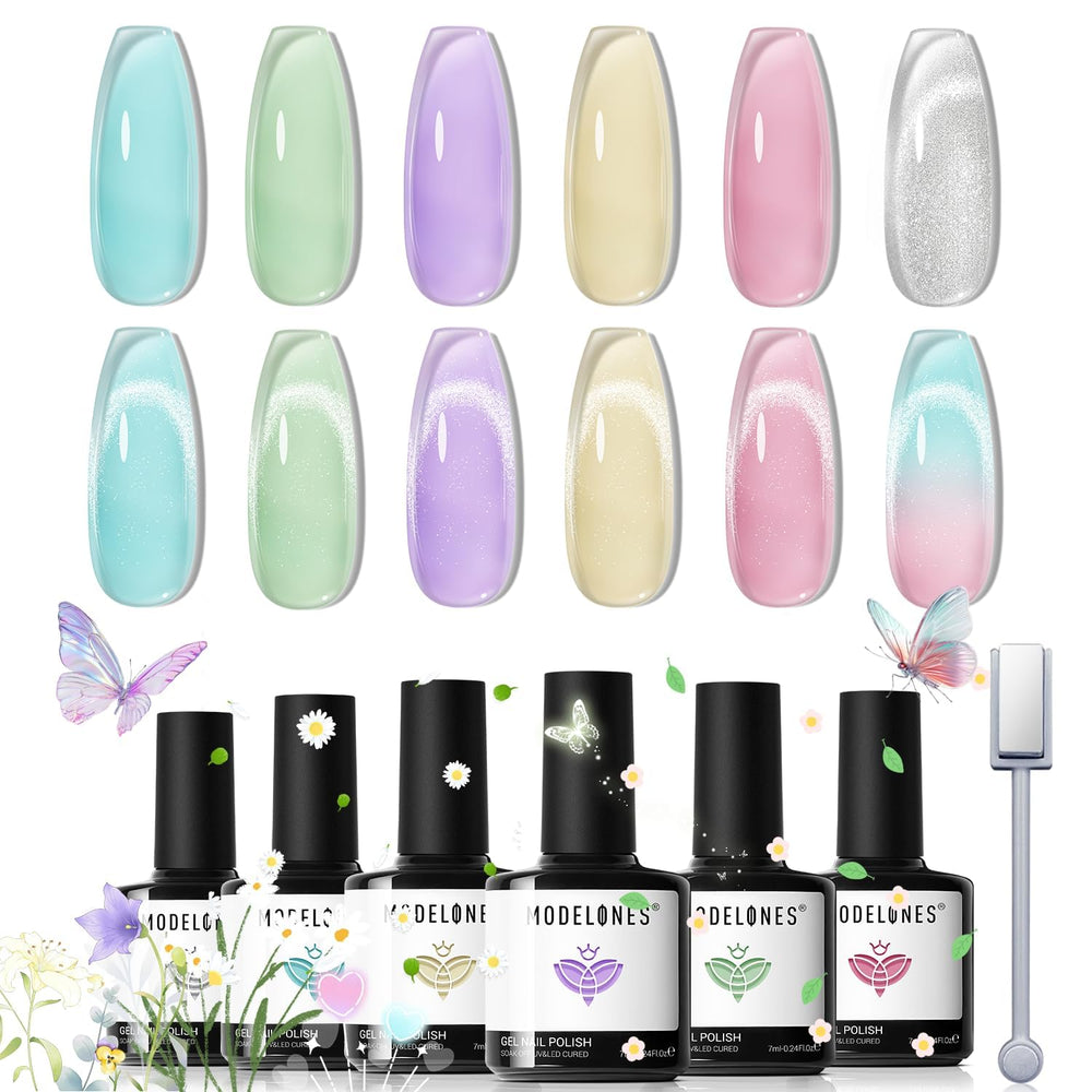 Modelones Gel Nail Polish Set packaging showing six bottles for gifting and trial use