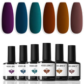 Modelones gel nail polish set showing six dark Morandi colors for fall nails