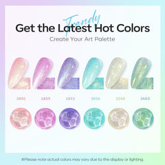 Modelones Glitter Gel Nail Polish Set mermaid-white delivers shimmering finish for ocean-inspired nails.