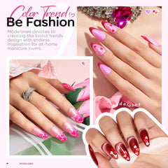 Modelones love-shaped glitter and heart-flash for precise accents.