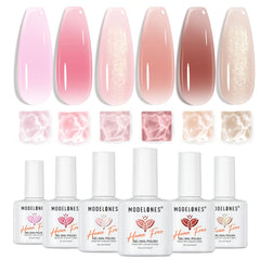 Modelones jelly gel nail polish six-color pack for versatile manicure options