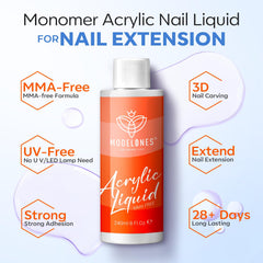 Modelones monomer texture close-up demonstrates bubble-free, self-leveling consistency for smooth nails.