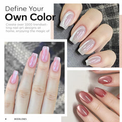 Modelones nude-pink gel polish closeup for subtle everyday wear