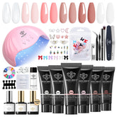 Modelones poly extension gel kit with six pink-nude colors for durable at-home nails.