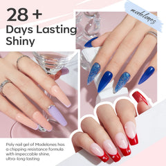 Modelones all-season color range includes blue and glitter options.