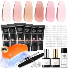 Modelones poly gel nail kit with six colors enables easy at-home extensions.