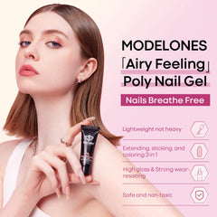 Modelones poly gel nails dry under lamp in about 90 seconds