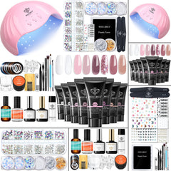 Modelones Poly Nail Gel Kit 8 rose-pink colors swatches for at-home salon-quality nails.