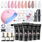 Modelones poly nail gel kit color swatches for six shades, ideal for at-home manicures.