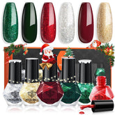 Modelones esmalte Navidad rojo: acabado intenso para manicura rápida y festiva.