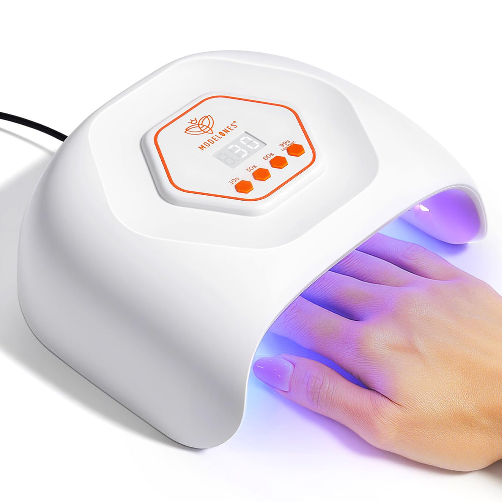 Modelones UV LED Nail Lamp front view showing roomy curing space for faster gel nails.