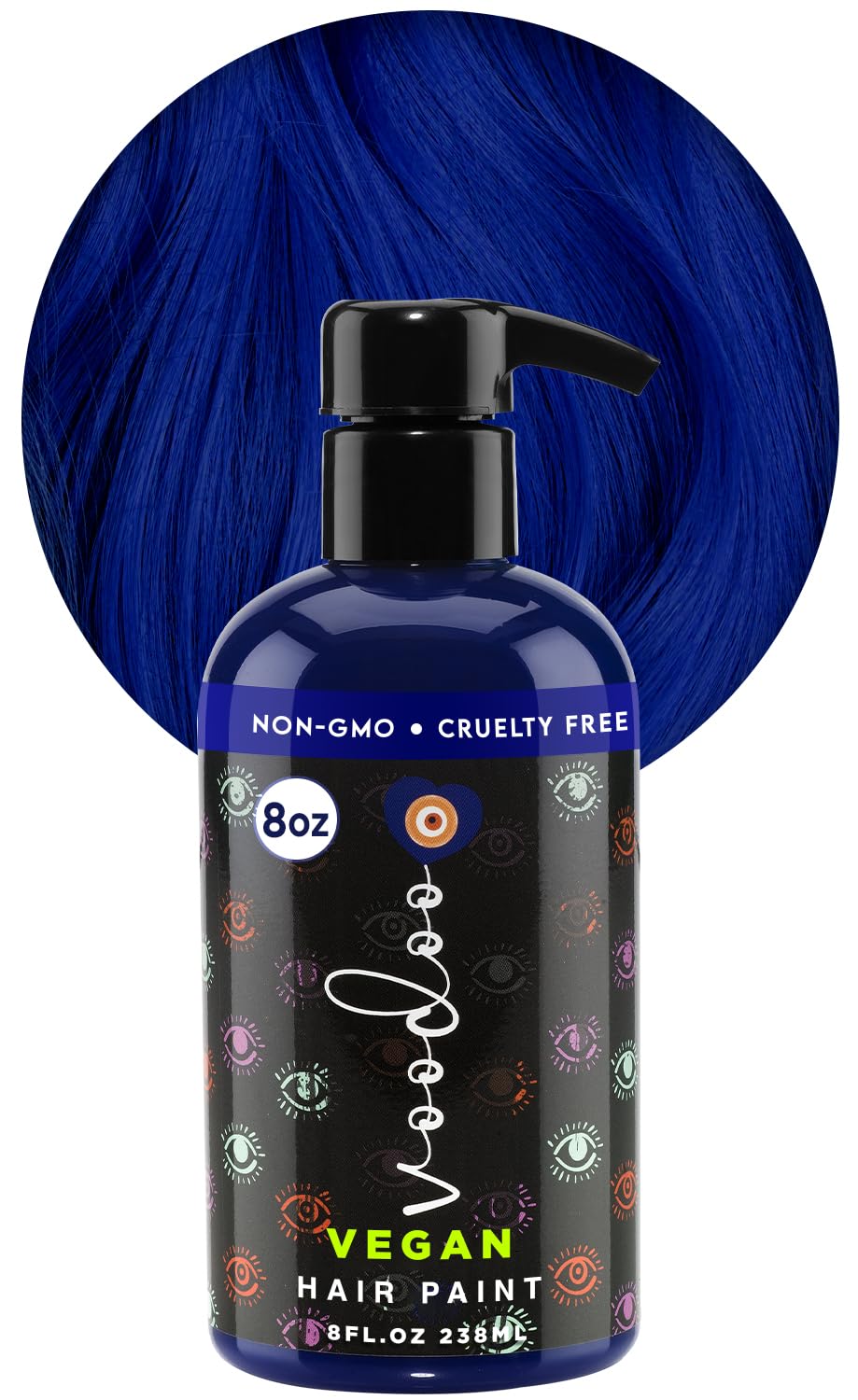 MOEHAIR Serenity Blue dye bottle pouring for at-home vibrant color.