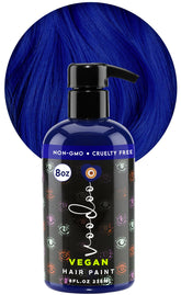 MOEHAIR Serenity Blue dye bottle pouring for at-home vibrant color.