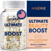 Moerie Ultimate Hair Boost bottle with clean label for daily hair nourishment.