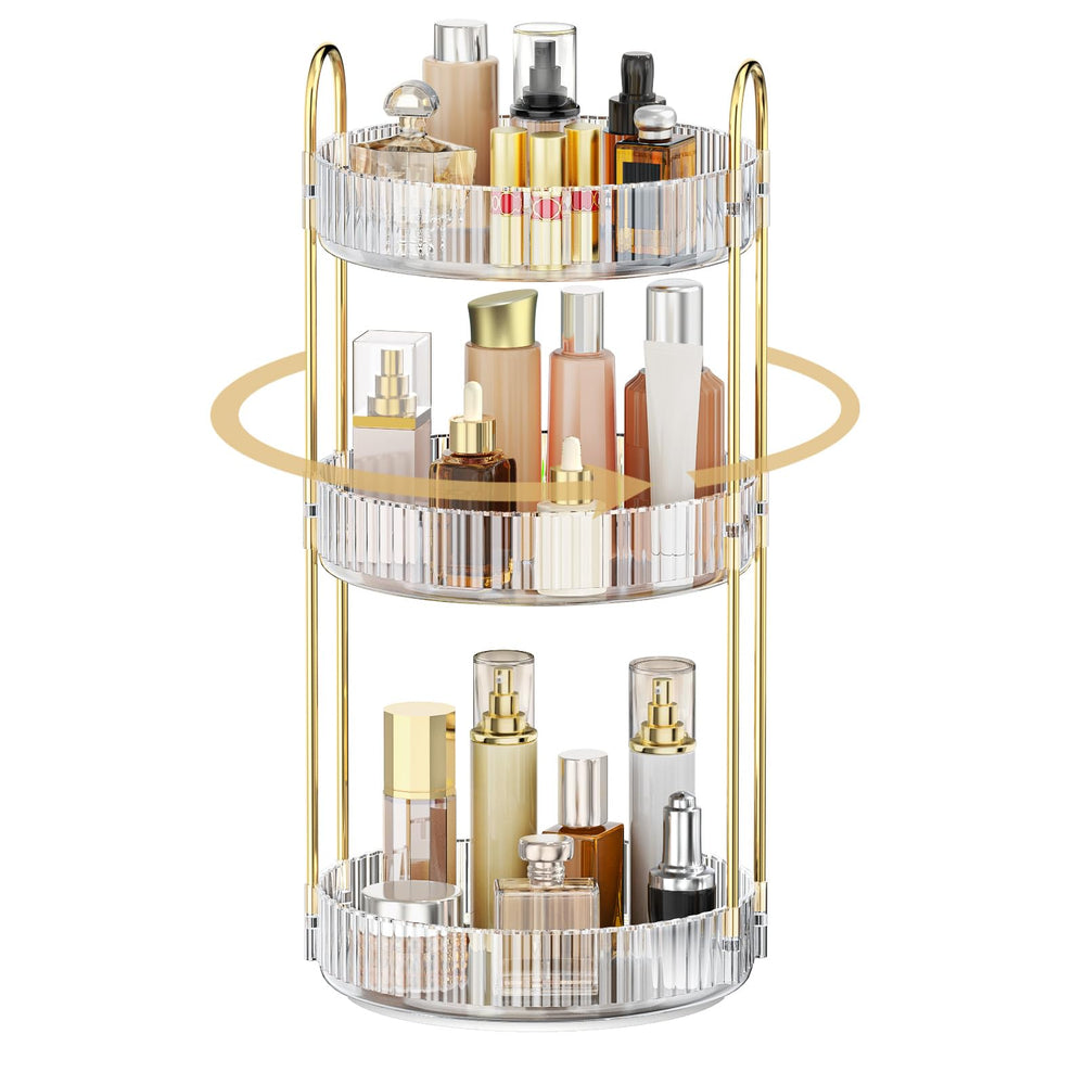 MOKANI 360 rotating organizer base: smooth access to cosmetics with quiet, stable performance.