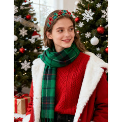 mokkia holiday headband with red and green rhinestones