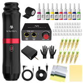 MOKOHOA tattoo gun kit with included items for beginners, ready to practice at home