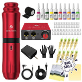 MOKOHOA tattoo gun kit setup shows a complete beginner bundle for practice sessions