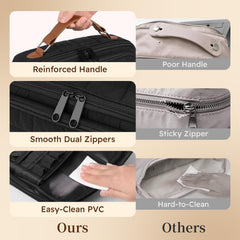 MOKURA Quilted Makeup Bag waterproof lining wipes clean and resists spills.