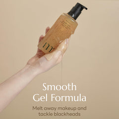 Molvany LHA CIS Gel Cleanser texture closeup showing gel formula and hydration.
