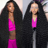 Momaksa 30-inch deep wave lace-front wig showing natural hairline and full movement for day-to-night wear.
