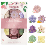 Momcozy shower steamers collection shows seven floral shapes for a daily spa-like scent.