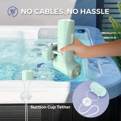 MOMFANN 360° nozzle provides targeted massage in the tub.