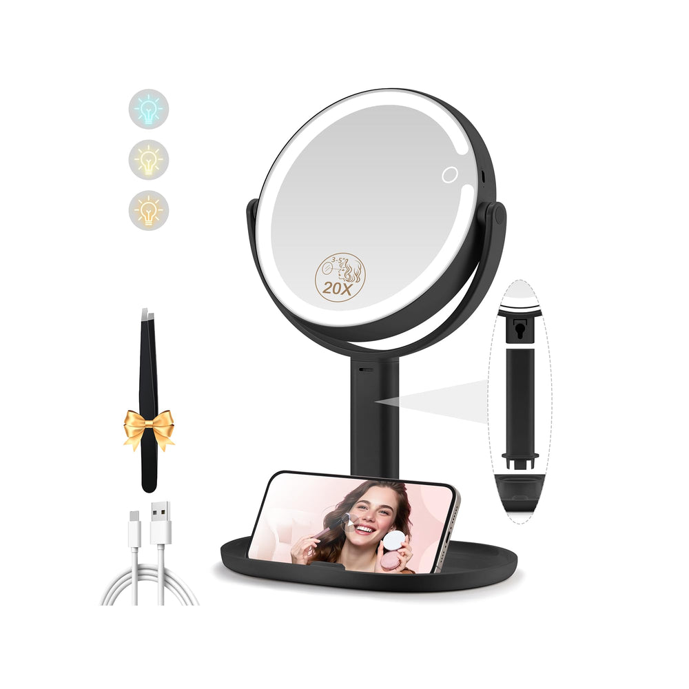 Momokuba makeup mirror with lights front view showing even illumination for daily makeup