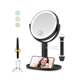 Momokuba makeup mirror with lights front view showing even illumination for daily makeup