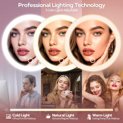 MOMOKUBA rechargeable travel mirror with USB-C charging for on-the-go grooming.