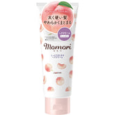 momori Thick Moist Hair Cream Dariya bottle closeup highlighting peach extract hydration benefits.