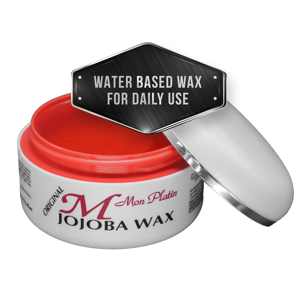 Mon Platin Professional hair wax bottle showing high shine finish for confident styling.
