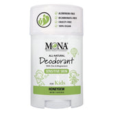 MONA Honeydew kids deodorant stick, front view, compact and kid-friendly.