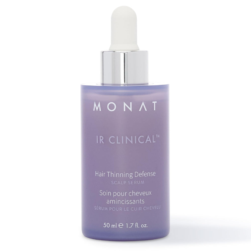 MONAT IR Clinical Hair Thinning Defense Scalp Serum bottle — non-greasy, fast-absorbing scalp care.