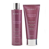 MONAT Smoothing Anti-Frizz Set shampoo bottle delivers weightless cleansing with frizz-control benefits