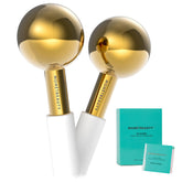 MonétBeauty stainless steel ice globes gold closeup for cooling facial relief