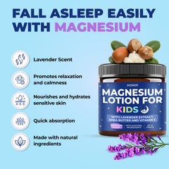 MONIER magnesium lotion kids closeup reveals smooth easy-apply cream texture after bath.