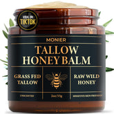 MONIER Tallow and Honey Balm jar closeup shows rich texture for dry skin hydration