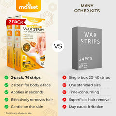 MONSET Wax Strips face kit small strips ready for precise facial waxing.