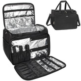 MONSTINA hairdressing bag front view shows organized storage for on-location setups